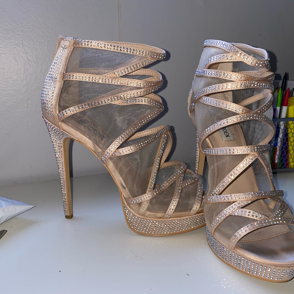Pink Steve Madden heels with rhinestones